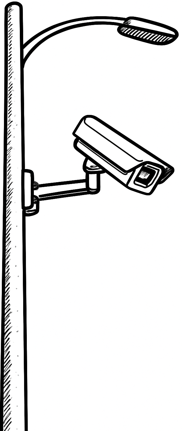 Pole representing physical security infrastructure